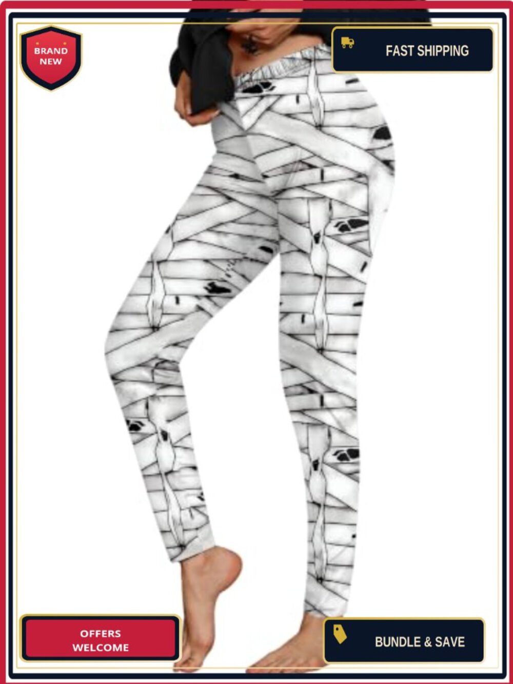 Halloween Graphic Print High Waist Leggings Funny Party Pants
